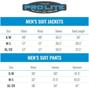 FROGG TOGGS Men's Pro Lite Suit, Waterproof, Breathable, Dependable Wet Weather Protection,Royal Blue, Medium-Large