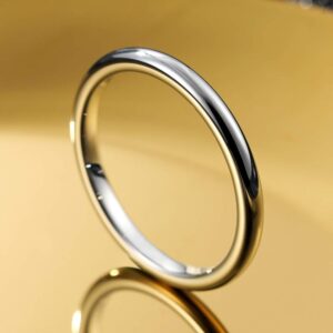 THREE KEYS JEWELRY Womens Charming Jewelry 2mm Silver Tungsten Polished Wedding Carbide Ring Band for Women Engagement Size 6