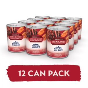 Natural Balance Limited Ingredient Adult Grain-Free Wet Canned Dog Food, Reserve Bison & Sweet Potato Recipe, 13 Ounce (Pack of 12)