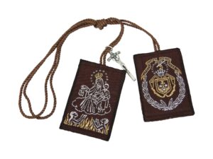 our lady of mount carmel big scapular with cross charm escapulario café de la virgen del carmen con cruz