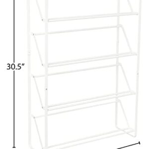 Yamazaki Home 4-Tier Slim Metal Shoe Rack, Narrow Shoe Organizer for Entryway Or Hallway Steel One Size White