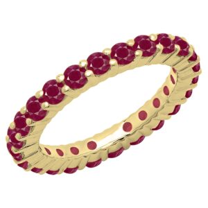 Dazzlingrock Collection Round Ruby Dainty Eternity Stackable Band for Her in 14K Yellow Gold Size 7