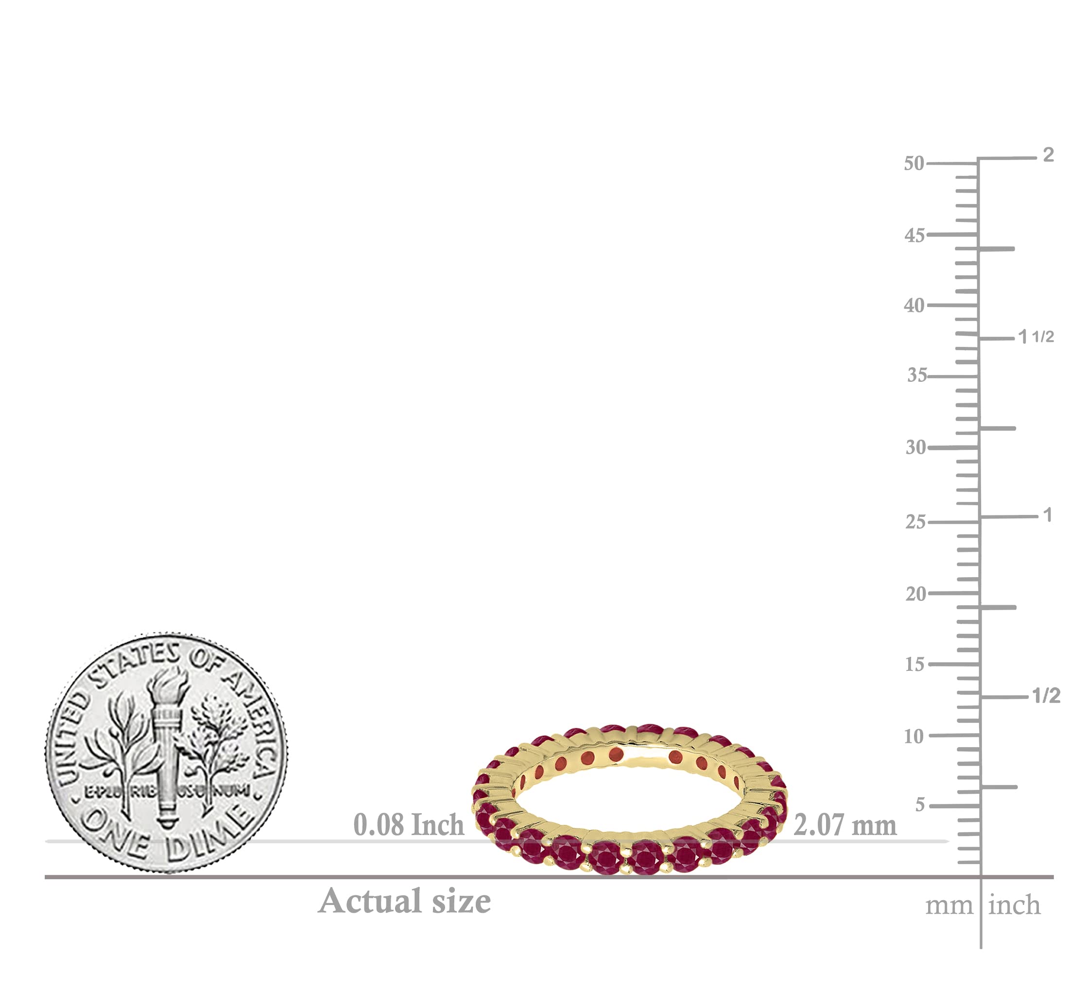 Dazzlingrock Collection Round Ruby Dainty Eternity Stackable Band for Her in 14K Yellow Gold Size 7