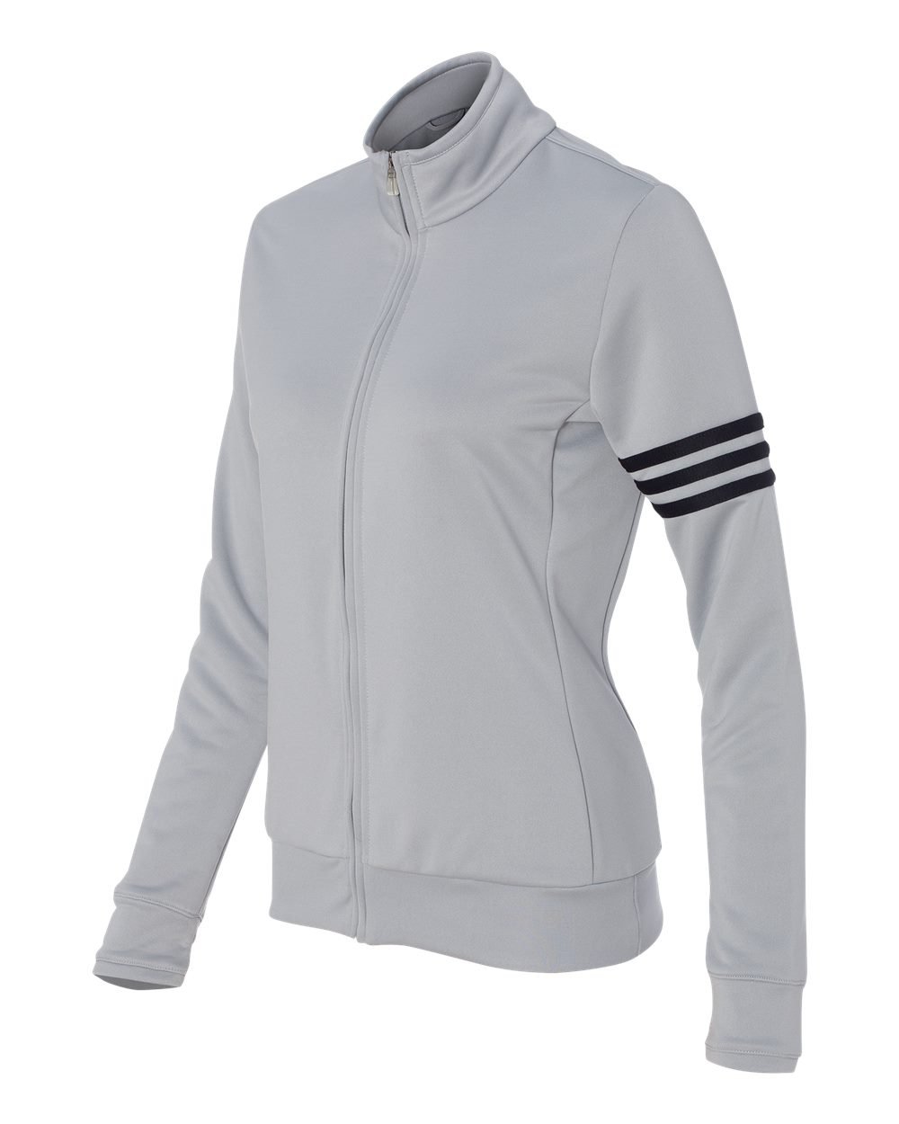 adidas Ladies' ClimaLite 3-Stripes French Terry Full-Zip Jacket, Chrome/ Black, X-Large