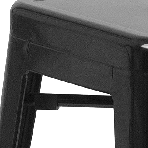 Flash Furniture Kai Commercial Grade 24" High Backless Black Metal Indoor-Outdoor Counter Height Stool with Square Seat