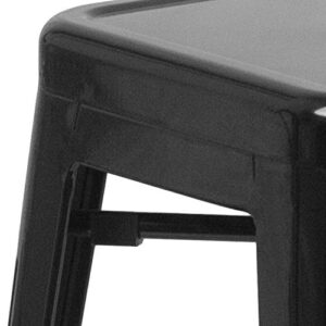 Flash Furniture 30"H Commercial Modern Metal Backless Barstool, Indoor/Outdoor Industrial Square Stacking Bar Stool for Patio Bars/Restaurants, Black