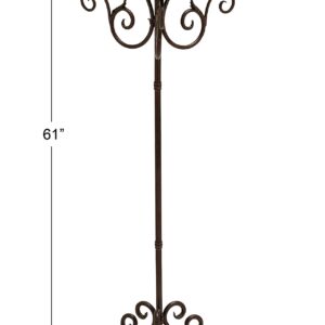 Deco 79 Metal Tall Candelabra with Scroll Designs, 19" x 19" x 61", Brown