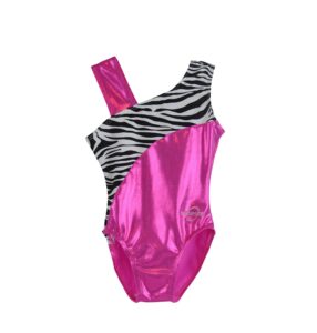 obersee - o3gl033cm - girl's girls gymnastics leotard - pink zebra | child (6-8 years)