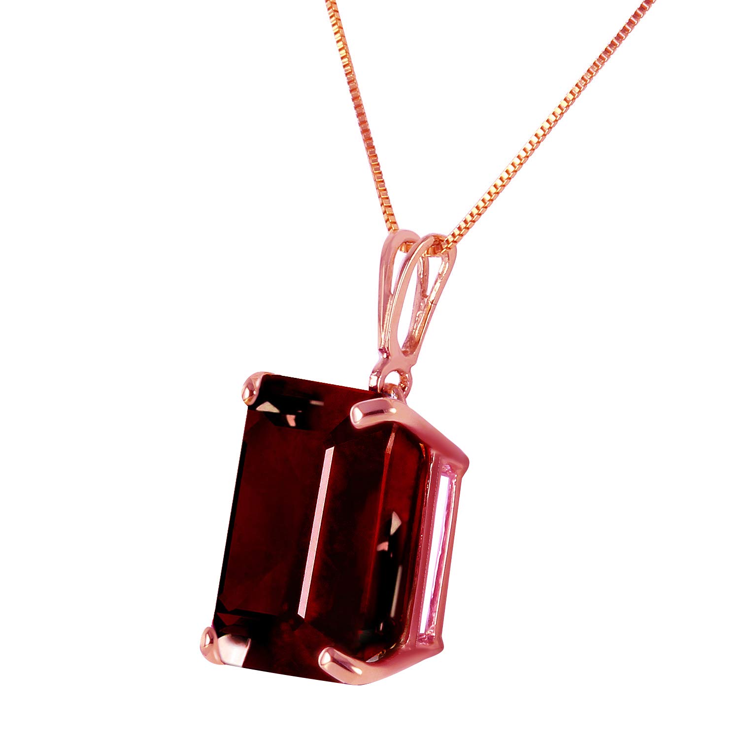 Galaxy Gold GG 14k14 Solid Rose Gold Necklace with 7.0 Carat Octagon-shaped Garnet Pendant