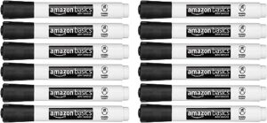 amazon basics 12-pack low-odor chisel tip dry erase whiteboard markers, black