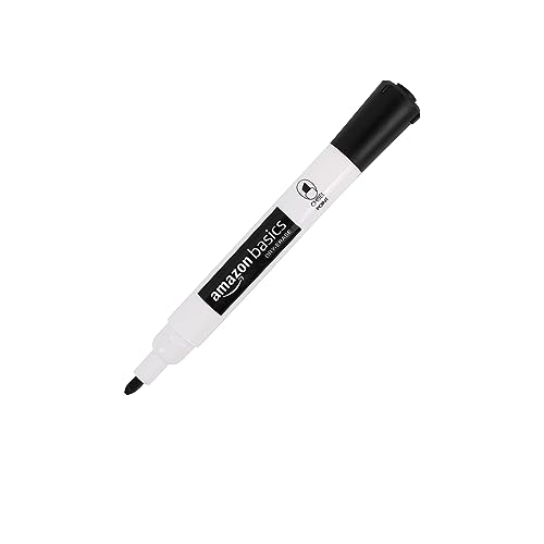 Amazon Basics 12-Pack Low-Odor Chisel Tip Dry Erase Whiteboard Markers, Black