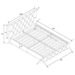 DHP Dakota Upholstered Platform Bed with Diamond Button Tufted Headboard and Footboard, No Box Spring Needed, Queen, Black Faux Leather