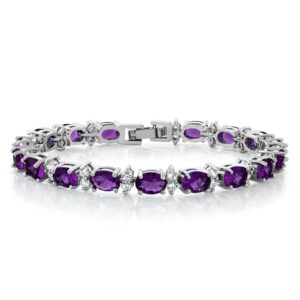 Gem Stone King 20.00 Ct Oval and Round Purple Color Cubic Zirconias CZ Women's Tennis Bracelet 7 Inch