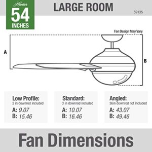 Hunter Fan Company Fan Key Biscayne Indoor/Outdoor Ceiling Fan with 2 LED Lights and Pull Chain Control, Weathered Zinc Finish, 54 Inch