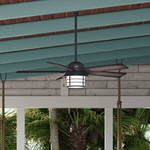 Hunter Fan Company Fan Key Biscayne Indoor/Outdoor Ceiling Fan with 2 LED Lights and Pull Chain Control, Weathered Zinc Finish, 54 Inch