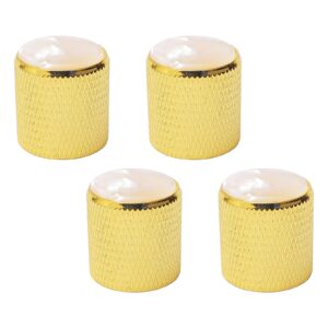 JIUWU Guitar Speed Control Knobs, Gold Volume Tone Control Metal Knob with Pearl White Top for Guitar Bass, Pack of 4