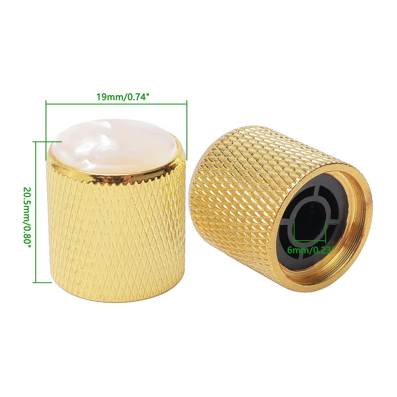 JIUWU Guitar Speed Control Knobs, Gold Volume Tone Control Metal Knob with Pearl White Top for Guitar Bass, Pack of 4