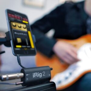 IK Multimedia iRig 2 portable guitar audio interface, lightweight audio adapter for iPhone and iPad with instrument input and headphone/amplfiier outs