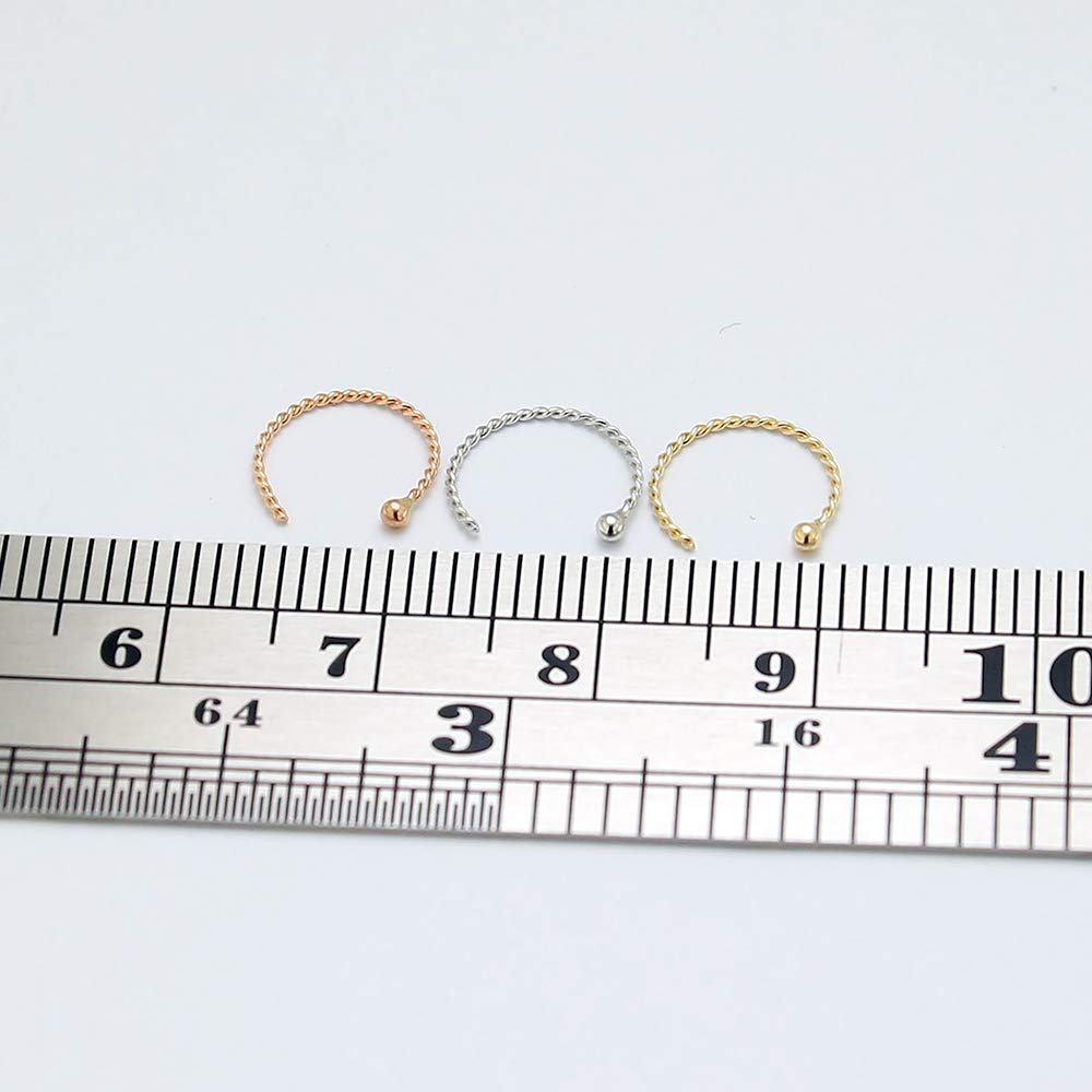 PiercingPoint 9KT Solid Yellow Gold 22 Gauge (0.6MM) - 5/16 (8MM) Length Half Nose Twister Hoop Ring Nose Jewelry