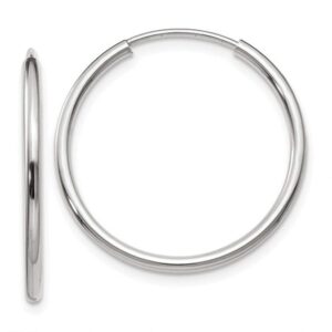 medium 14k white gold continuous endless hoop earrings, (1.5mm tube) (.90 inch - 23mm)