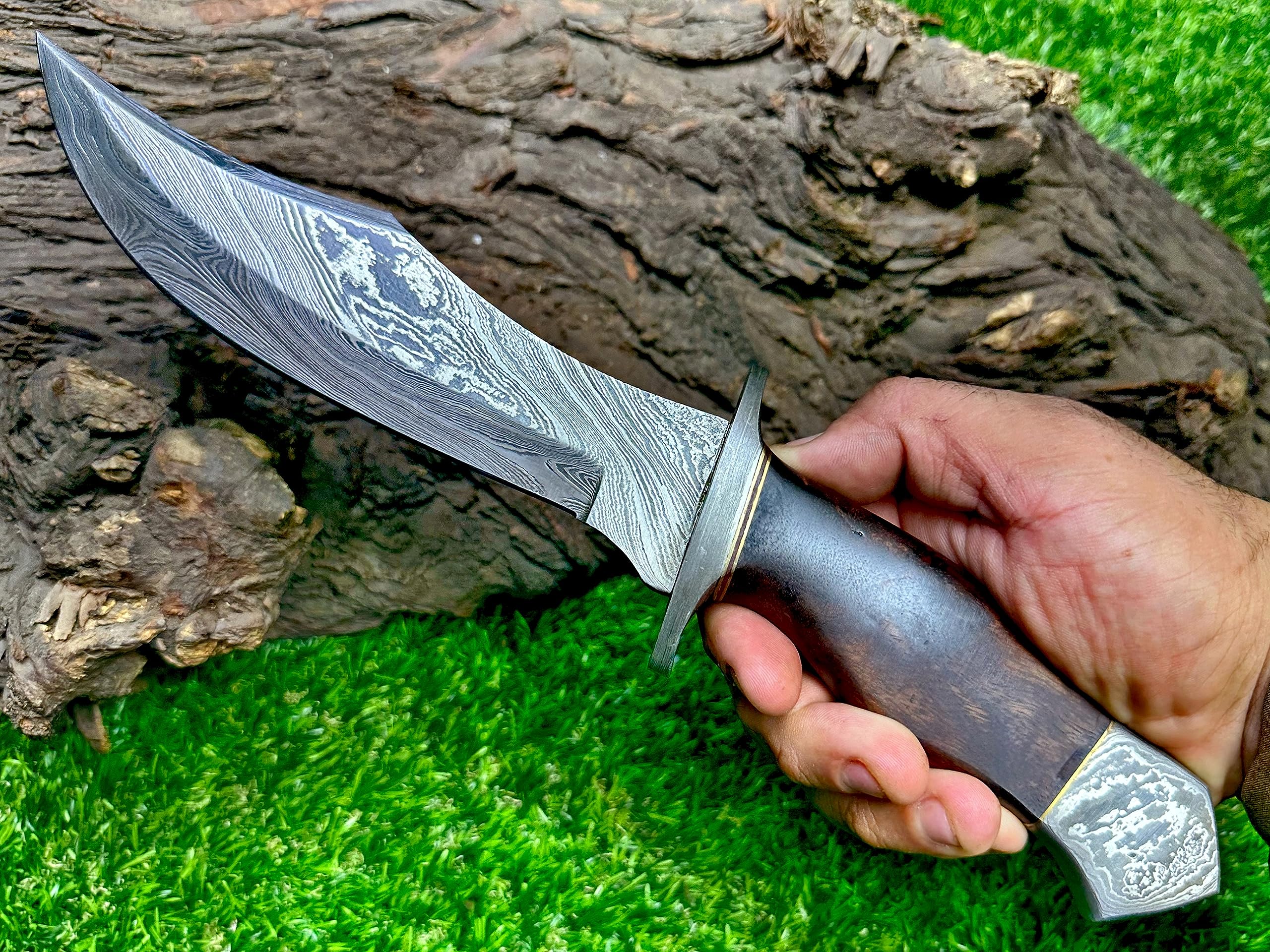 Handmade Damascus Steel 13 Inches Bowie Knife - Solid Perfect Grip Handle