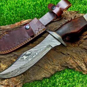 Handmade Damascus Steel 13 Inches Bowie Knife - Solid Perfect Grip Handle