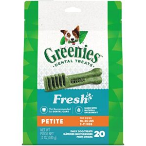 greenies petite natural dental care dog treats fresh flavor, 12 oz. pack (20 treats)