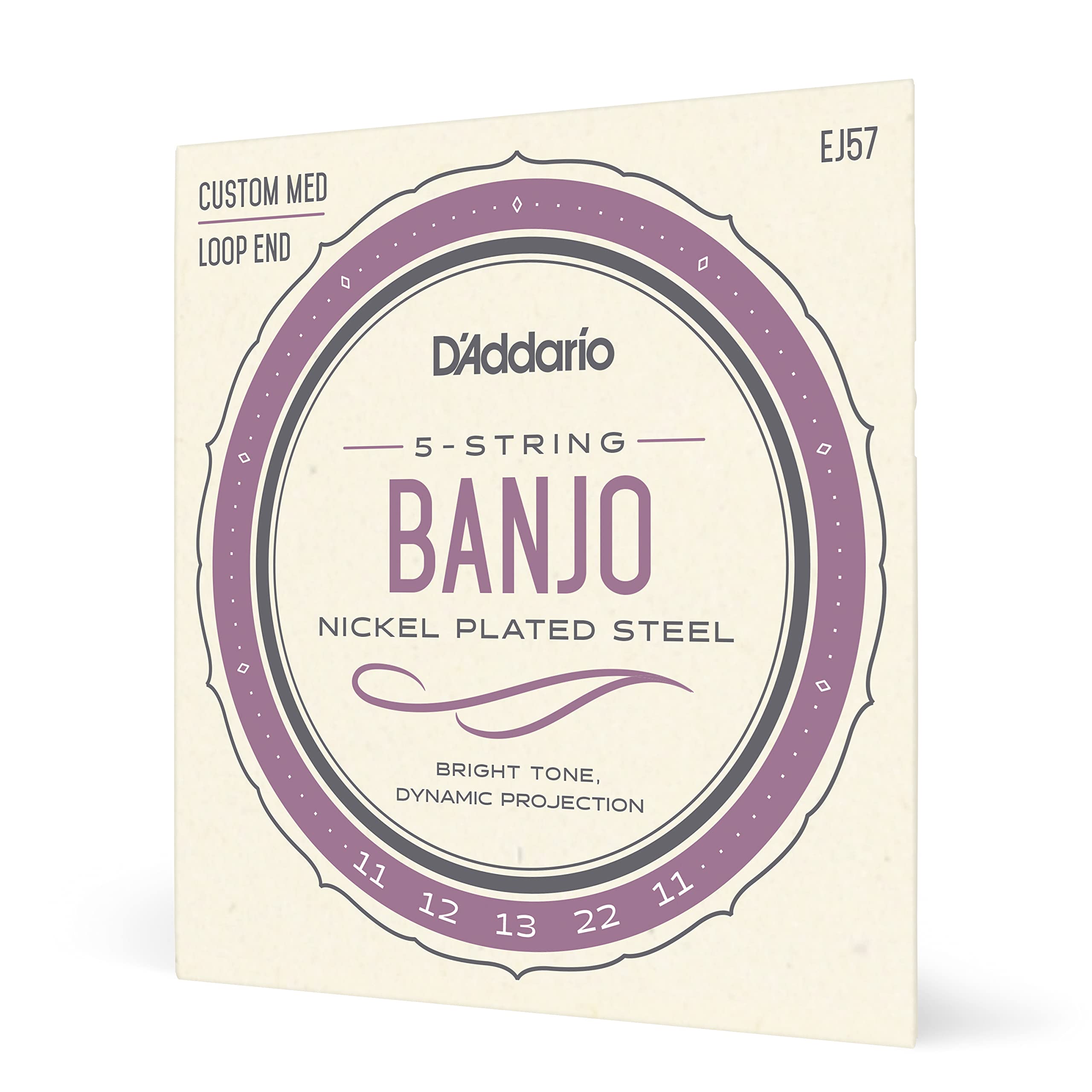 D'Addario EJ57 Nickel 5-String Banjo Strings, Custom Medium, 11-22