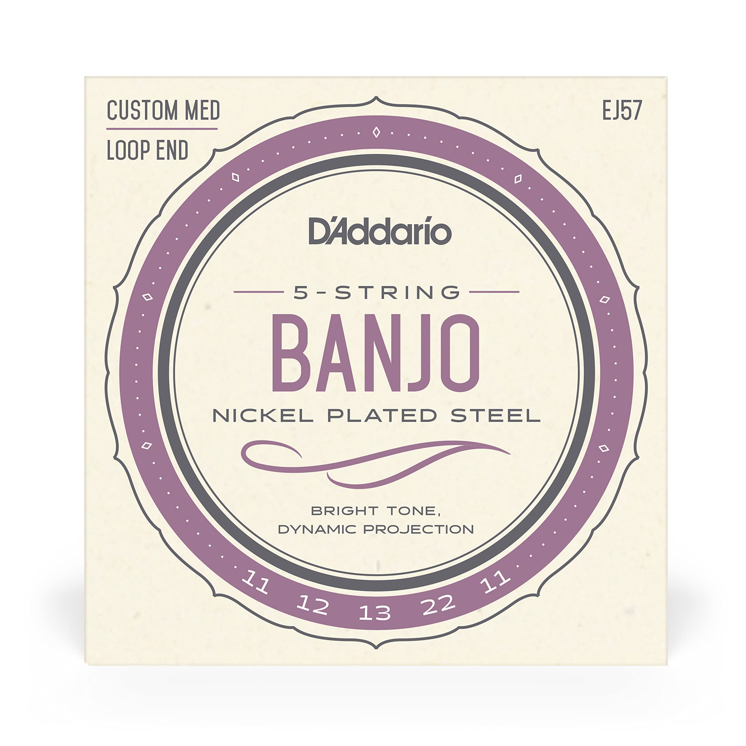 D'Addario EJ57 Nickel 5-String Banjo Strings, Custom Medium, 11-22