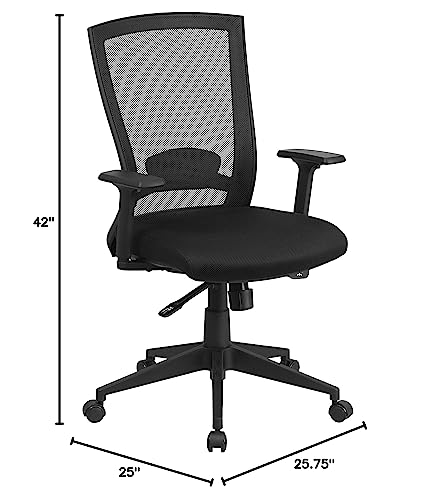 Flash Furniture Cleo Mid-Back Black Mesh Executive Swivel Ergonomic Office Chair with Back Angle Adjustment and Adjustable Arms