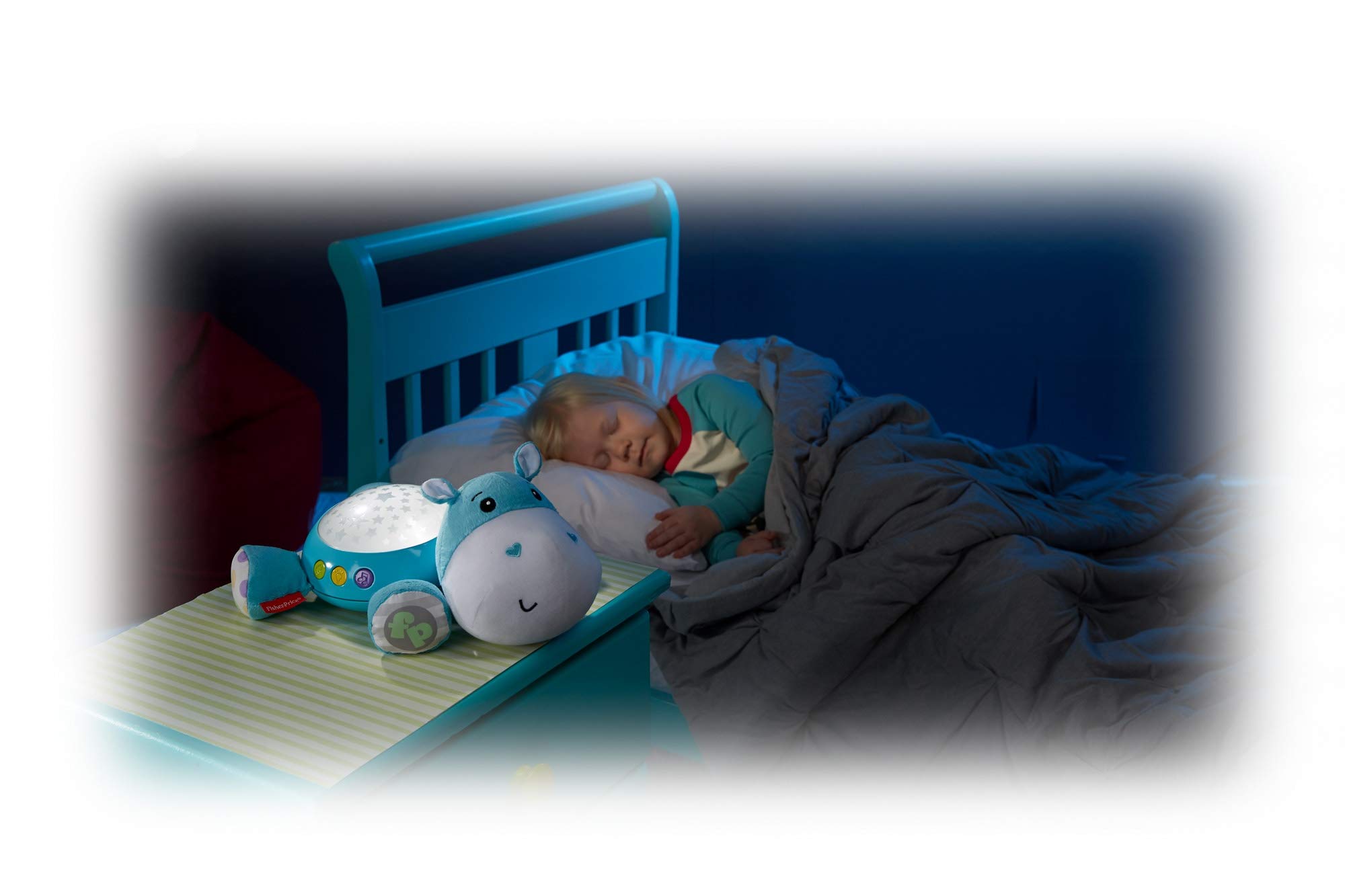 Fisher-Price Hippo Projection Soother, Blue, Plush Nursery Sound Machine with Lights, Music and Sounds