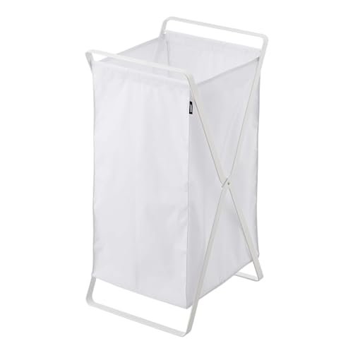 Yamazaki Home Laundry Basket - Foldable Storage Hamper Organizer Steel One Size White