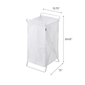 Yamazaki Home Laundry Basket - Foldable Storage Hamper Organizer Steel One Size White