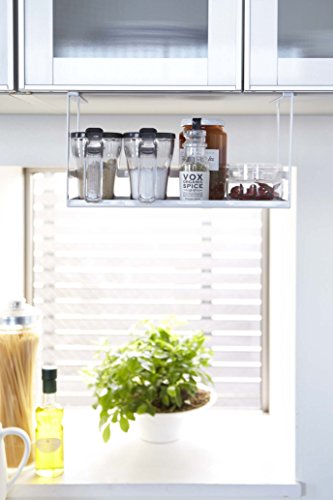 YAMAZAKI Home Under Shelf Spice Rack and Organizer for Kitchen Cabinets | Steel | Undershelf Solution, One Size, White