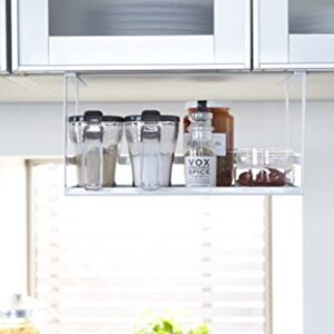 YAMAZAKI Home Under Shelf Spice Rack and Organizer for Kitchen Cabinets | Steel | Undershelf Solution, One Size, White