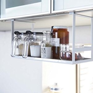 YAMAZAKI Home Under Shelf Spice Rack and Organizer for Kitchen Cabinets | Steel | Undershelf Solution, One Size, White