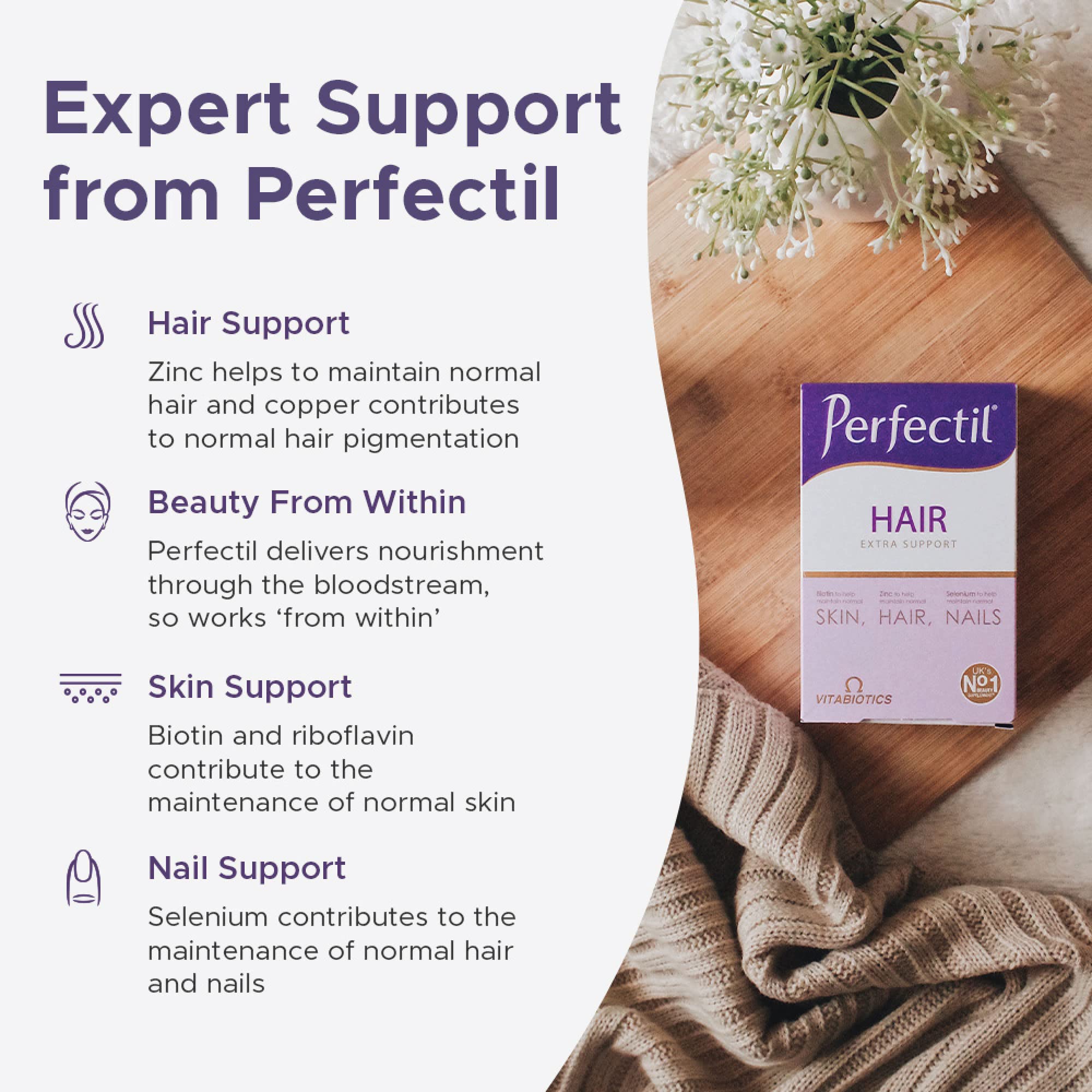 Perfectil Vitabiotics Multivitamin | Hair Growth and Thickening Formula | Supports Thicker, Healthy Hair | Vitamin D, E, Collagen, Biotin, and More