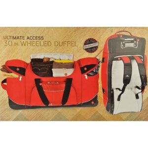 high sierra rolling duffel bag, red 30 inch