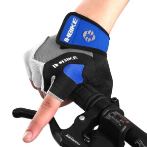 INBIKE 5mm Gel Pad Half Finger Bike Bicycle Cycling Gloves Blue Large