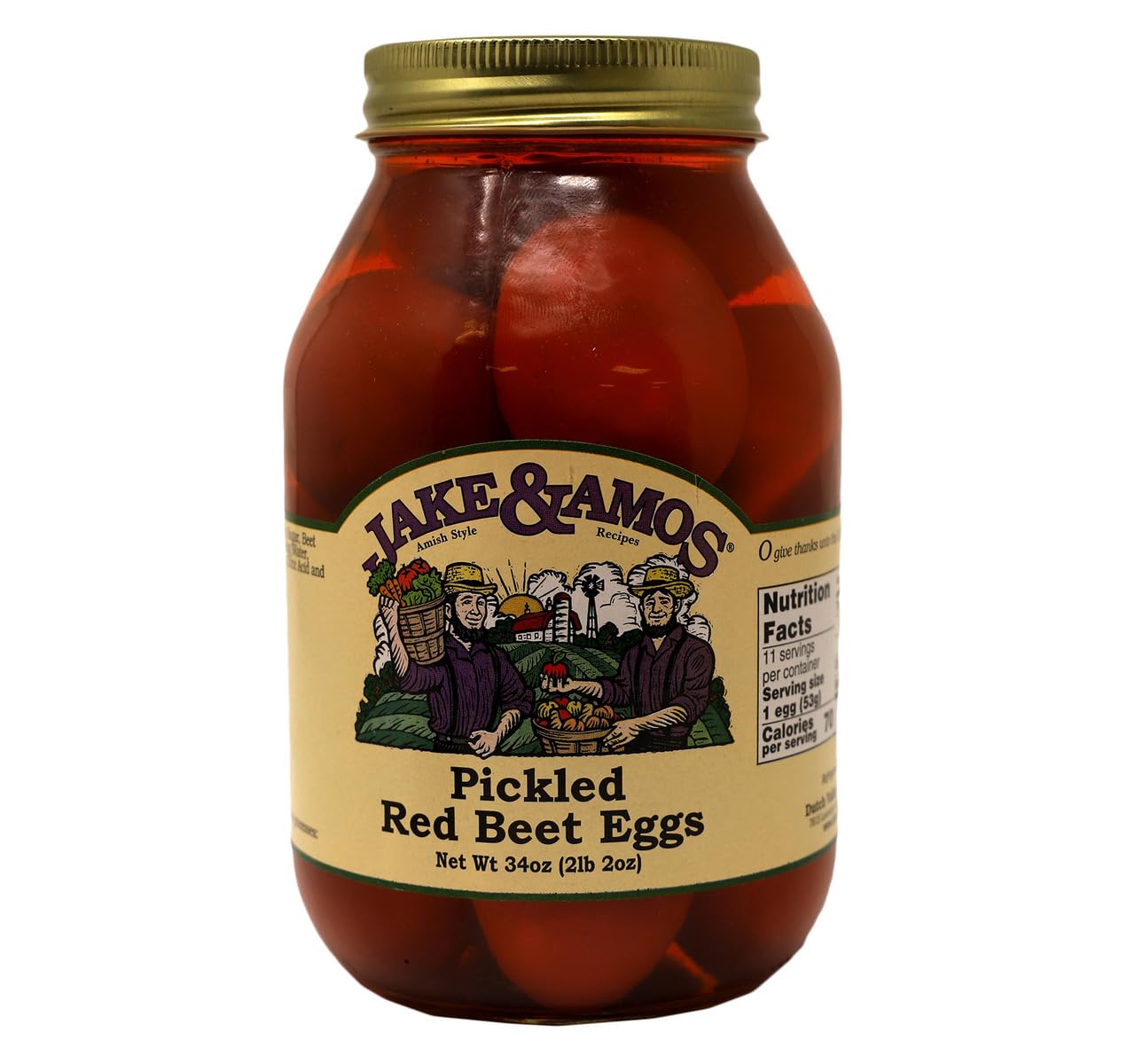 Jake & Amos Red Beet Pickled Eggs, 32 Oz. Jar (Pack of 2)