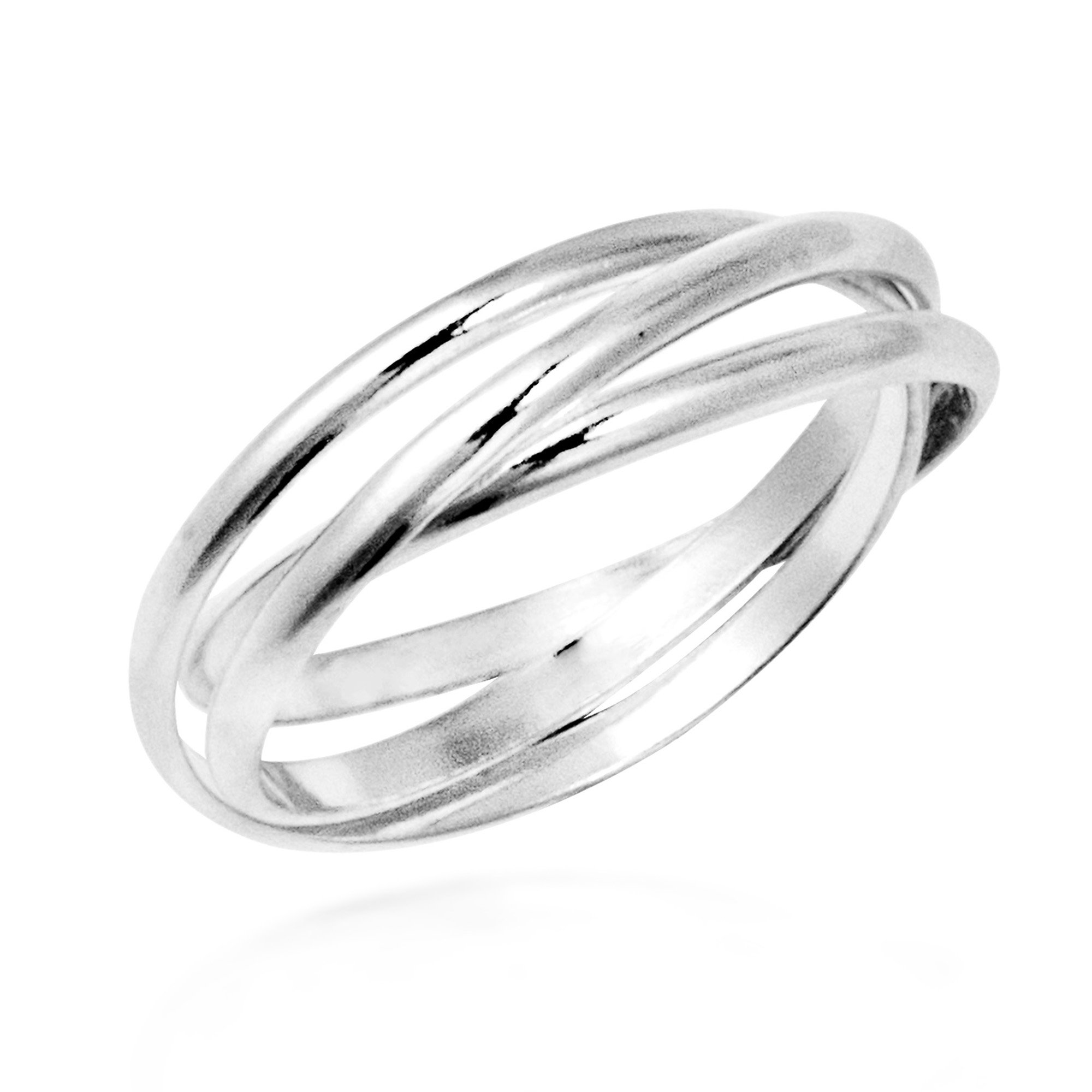 AeraVida Interconnected Trinity Band .925 Sterling Silver Ring | Elegant Wedding Rings for Women | Casual Comfort Fit Silver Rings for Women | Couple Unisex Ring | Sterling Silver Rings Sizes (13)