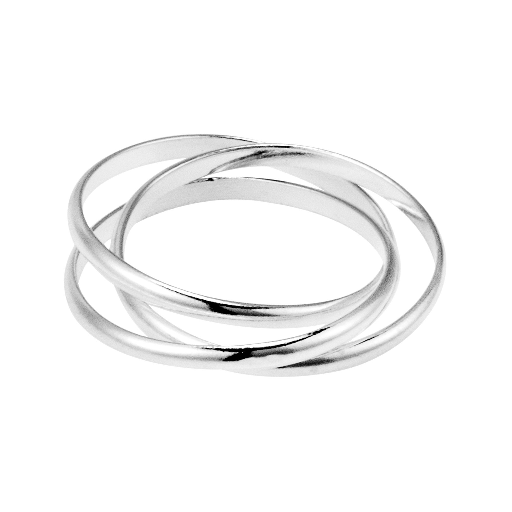 AeraVida Interconnected Trinity Band .925 Sterling Silver Ring | Elegant Wedding Rings for Women | Casual Comfort Fit Silver Rings for Women | Couple Unisex Ring | Sterling Silver Rings Sizes (13)