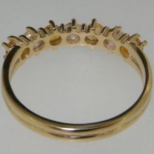 LetsBuyGold 14k Yellow Gold Cultured Pearl & Citrine Womans Eternity Ring - Size 7