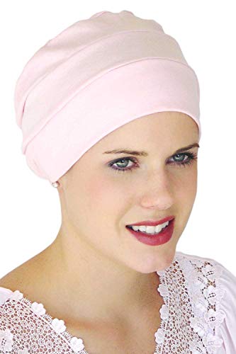 Headcovers Unlimited Three Seam Cotton Sleep Cap-Caps for Women with Chemo Cancer Hair Loss Pink Blush