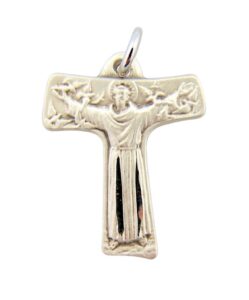 hmhreligiousmfg sterling silver patron of animals saint francis tau cross, 13/16 inch