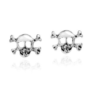 AeraVida Stylish Sterling Silver Skull & Crossbones Post Stud Earrings