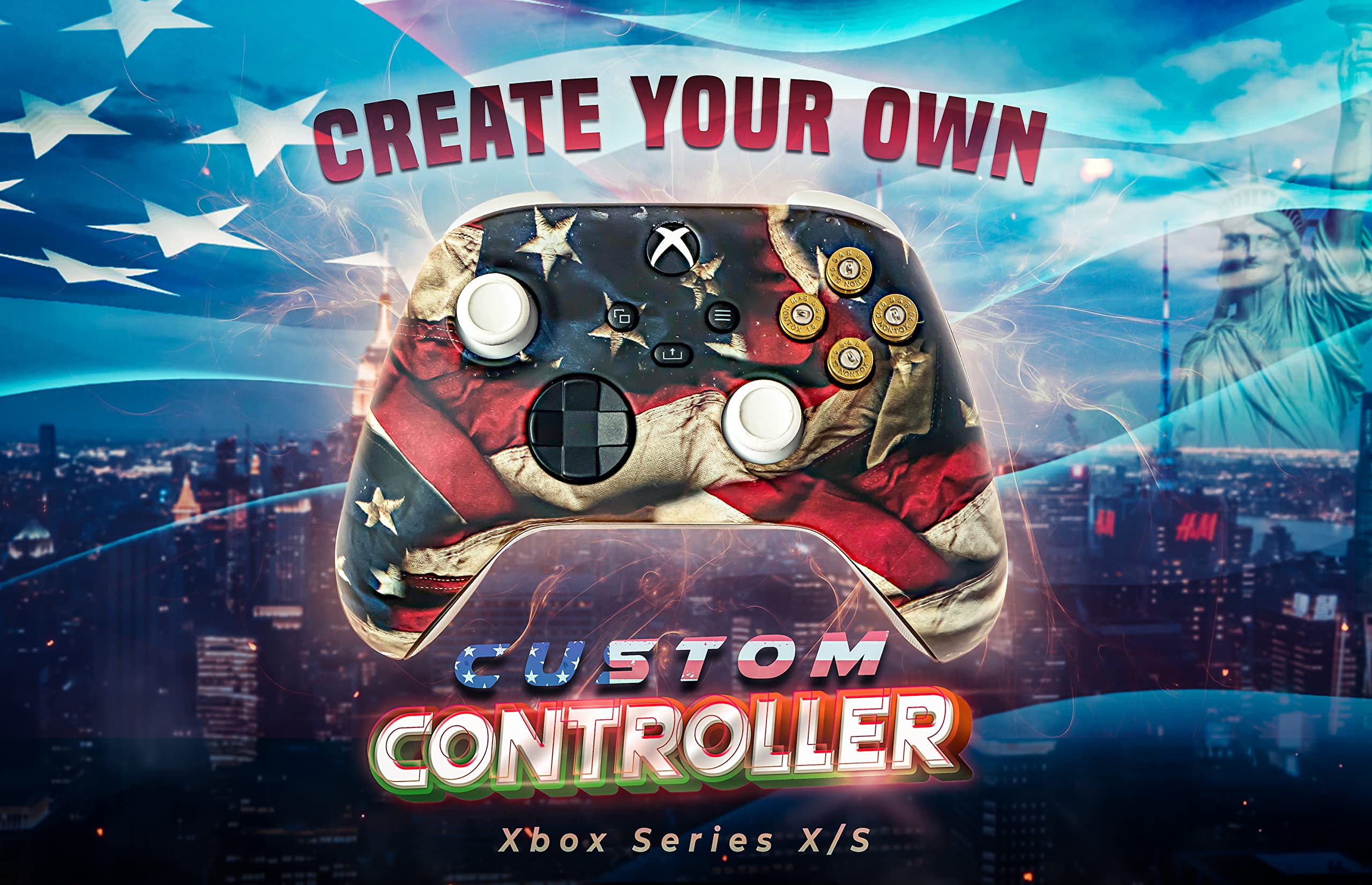 Controller Bullet Buttons for Xbox One Series X S - Made Using Real 9MM Spent Bullet Casings - Includes Tools