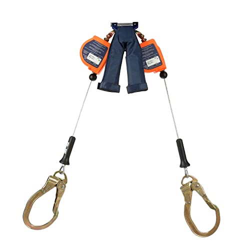 3M DBI-SALA Nano-Lok edge Twin-Leg Quick Connect Fall Protection Self Retracting Lifeline SRL - Cable Construction 3500227, Orange, 8 ft. (2.4 m), 1 EA