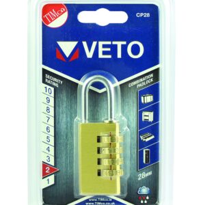 TIMco CP28 Combi Padlock 28mm - Brass 1 pc