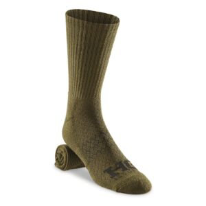 hq issue men’s tactical military boot crew socks, cushioned with arch support, 10 pairs olive large